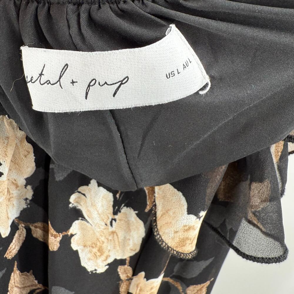 Petal & Pup Lucah Dress Size Large Frill Floral Maxi Wedding Formal Cocktail Blk - Picture 8 of 16